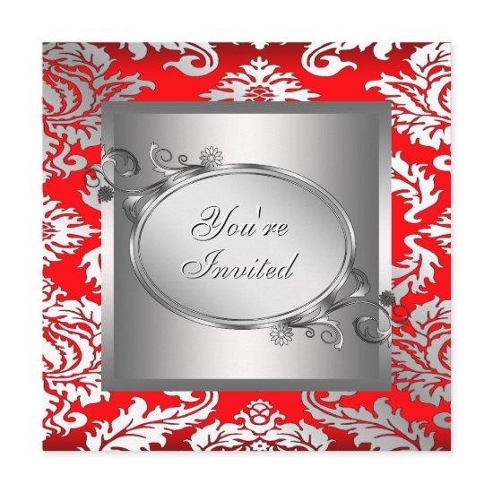 Silver Red Black Damask Party