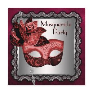 Silver Red Black Mask Masquerade Party