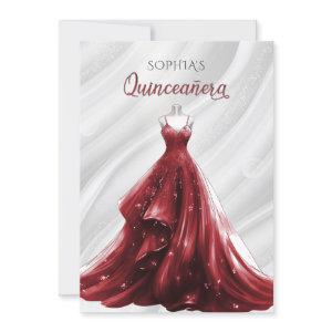 Silver Red Sparkle Dress Quinceañera Quince