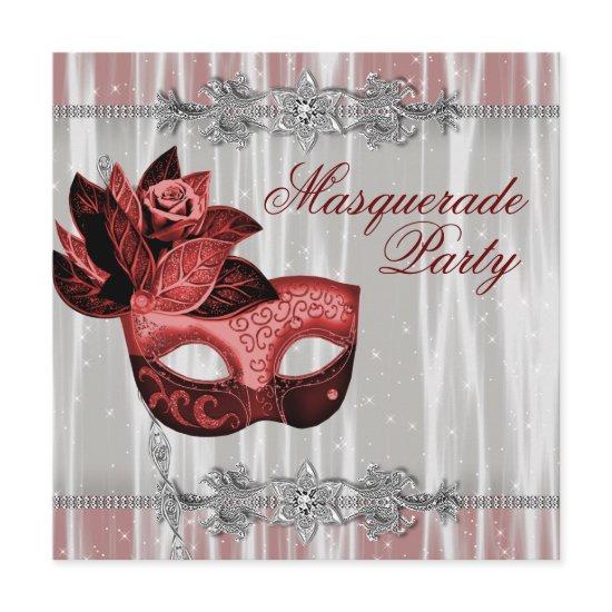 Silver Red Sparkles Red Masquerade Party