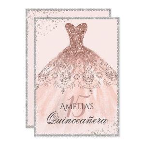 Silver Rose Gold Dress Sparkle 15th Quinceanera