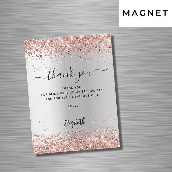 Silver rose gold magnetic thank you card
