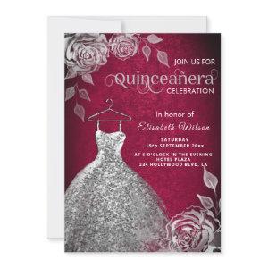 Silver roses trendy  sequins dress Quinceañera  In