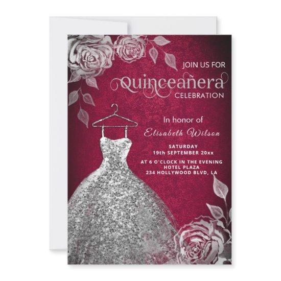 Silver roses trendy  sequins dress Quinceañera  In