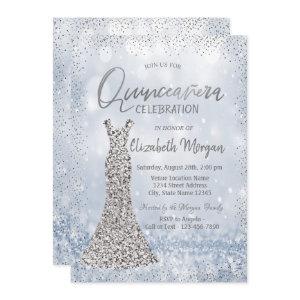 Silver Sequins Dress Confetti Bokeh Quinceañera