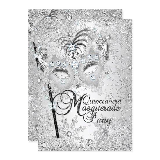Silver Snowflake Mask Masquerade Quinceanera