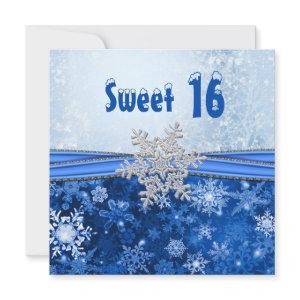 Silver snowflake on blue Sweet 16 Party