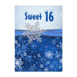 Silver snowflake on blue Sweet 16 Party