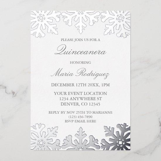 Silver Snowflake Winter Quinceanera Foil