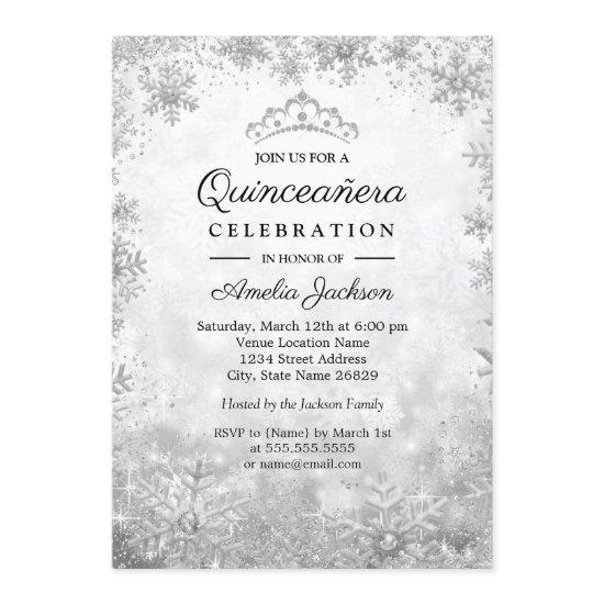 Silver Snowflakes Winter Wonderland Quinceanera