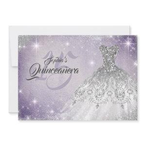 Silver Soft Purple Lace Diamond Gown Quinceanera