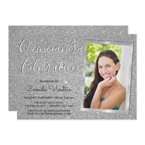 Silver Sparkle Glitter Quinceañera Celebration