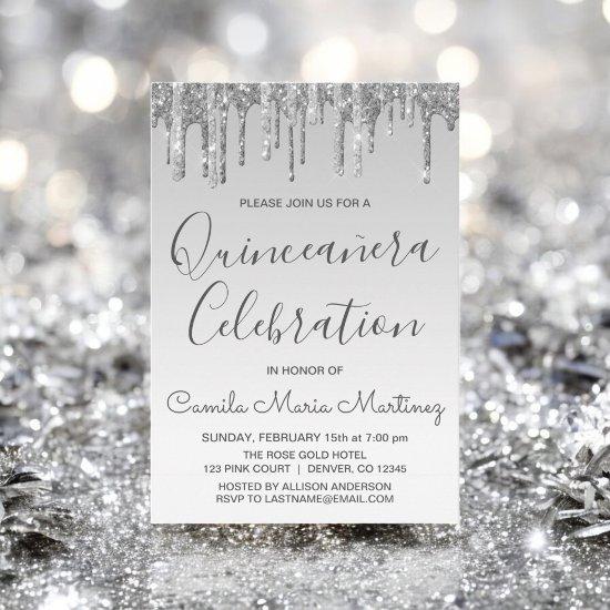 Silver Sparkle Glitter Quinceanera Celebration