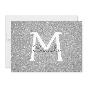 Silver Sparkle Glitter Quinceanera Save the Date