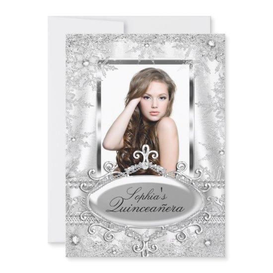 Silver Sparkle Jewel Snowflake Quinceanera