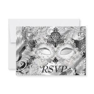 Silver Sparkle Mask Masquerade Party RSVP