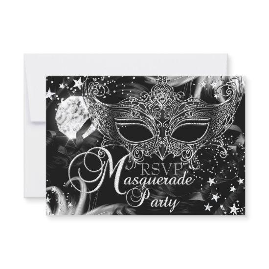 Silver Sparkle Mask Star Night Masquerade RSVP