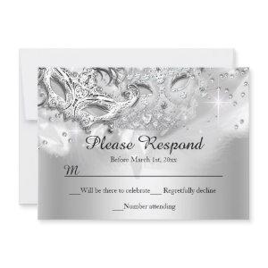 Silver Sparkle Masquerade RSVP Reply