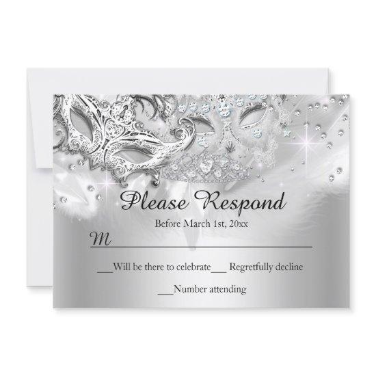 Silver Sparkle Masquerade RSVP Reply