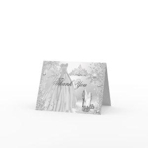 Silver Sparkle Snowflake Thank You Card