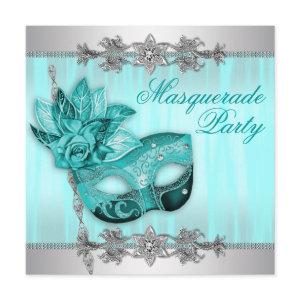 Silver Teal Blue Masquerade Party