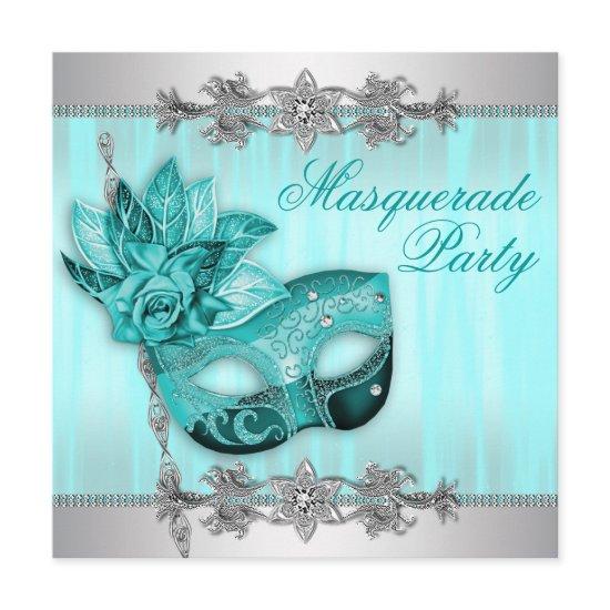 Silver Teal Blue Masquerade Party