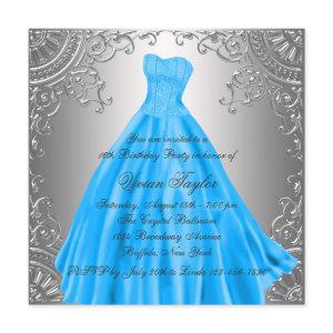 Silver Teal Blue Sweet Sixteen Birthday Party