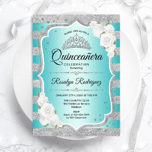 Silver Teal Elegant Quinceanera