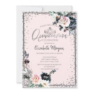 Silver Tiara,Diamond Frame White Flowers