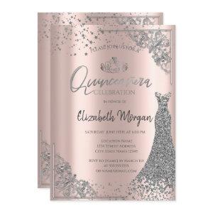 Silver Tiara Dress Stars Rose Gold Quinceañera