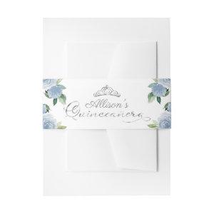 Silver Tiara Light Blue Floral Quinceanera  Belly Band