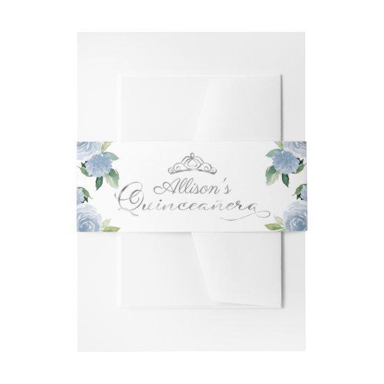 Silver Tiara Light Blue Floral Quinceanera  Belly Band