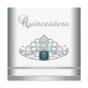 Silver Tiara Teal Blue Quinceanera