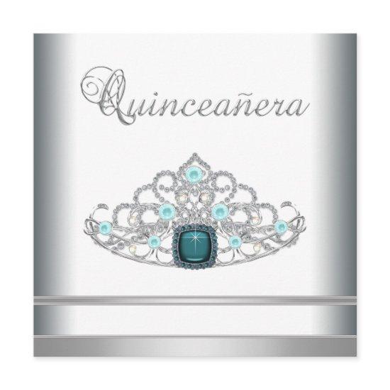 Silver Tiara Teal Blue Quinceanera