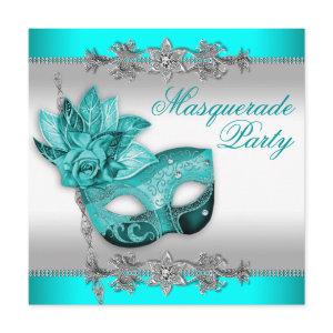 Silver Turquoise Blue Masquerade Party