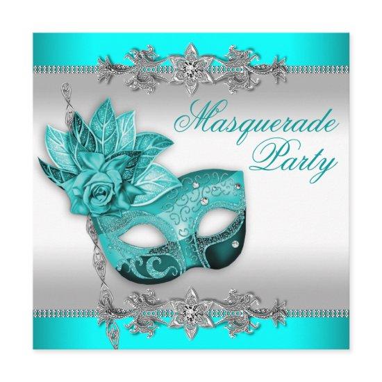 Silver Turquoise Blue Masquerade Party