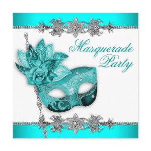 Silver Turquoise Blue Masquerade Party