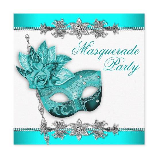 Silver Turquoise Blue Masquerade Party