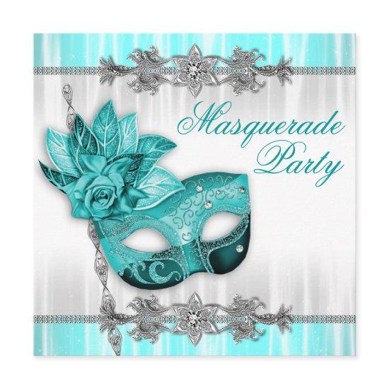 Silver Turquoise Blue Masquerade Party