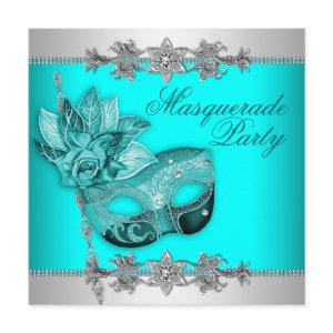 Silver Turquoise Blue Masquerade Party