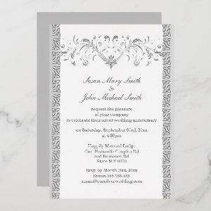 Silver white celtic floral wedding anniversary foil