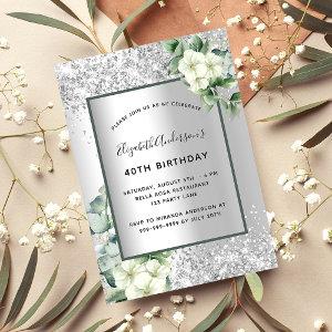 Silver white florals eucalyptus greenery birthday