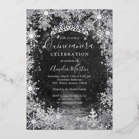 Silver Winter Snowflake Garden Quinceanera Foil
