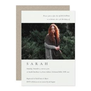 Simple Black White Photo Quinceañera  Invite