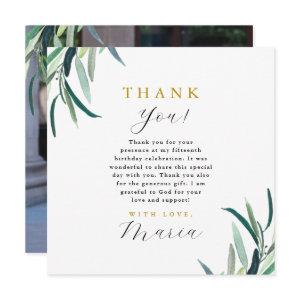 Simple Botanical 15th Birthday Thank You Photo