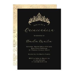 Simple Elegant Black Gold Tiara Quinceanera