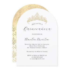 Simple Elegant Modern Arch Gold Tiara Quinceanera