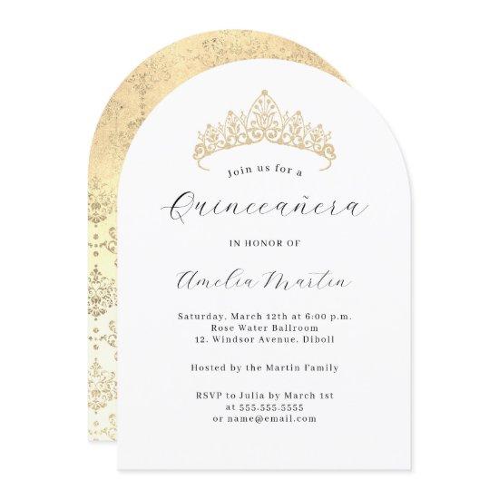 Simple Elegant Modern Arch Gold Tiara Quinceanera