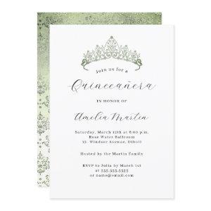 Simple Elegant Modern Green Tiara Quinceanera