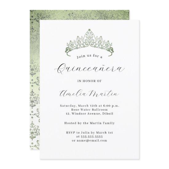 Simple Elegant Modern Green Tiara Quinceanera
